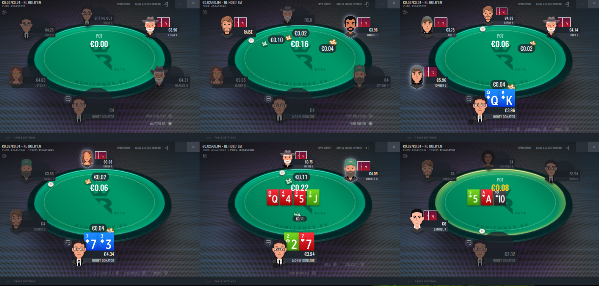 Multi-tabling is quite smooth at Run It Once Poker